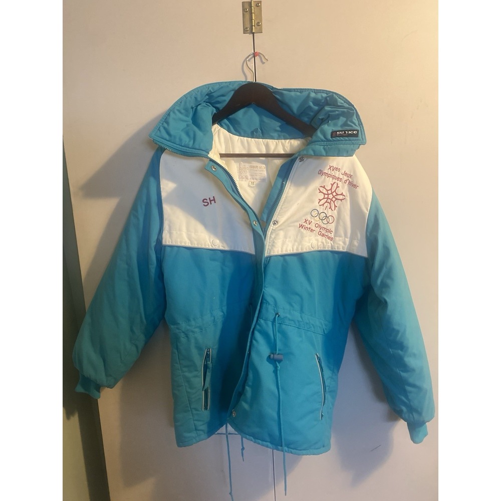 Sun Ice 1988 Calgary Winter Olympics Jacket Womens 10 Teal Good Vintage 80s